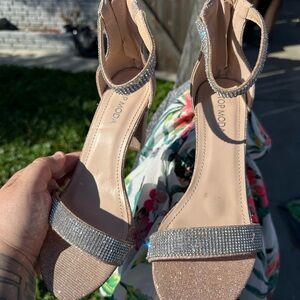 Top Moda Women's Glittery rose gold diamond Heels